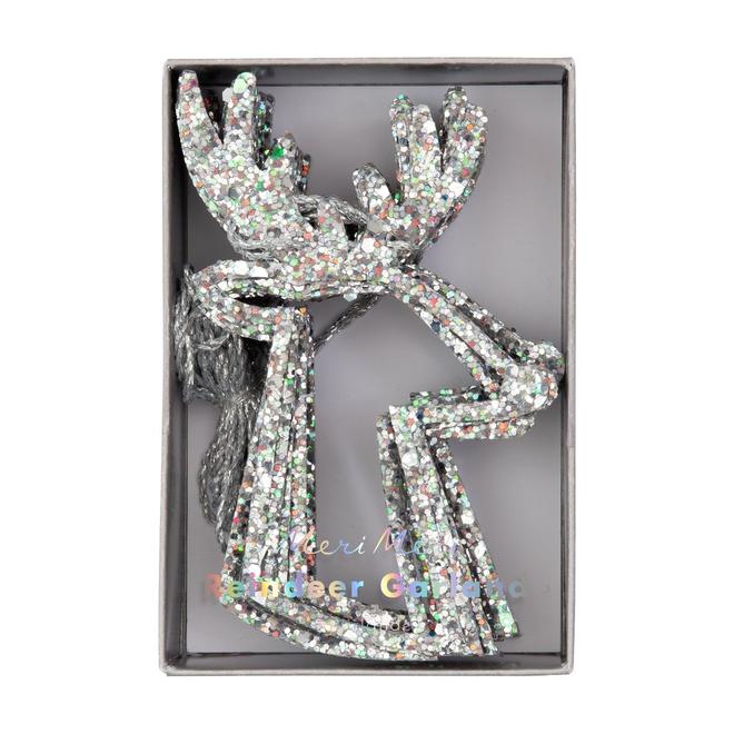 Silver Glitter Reindeer Garland By Meri Meri